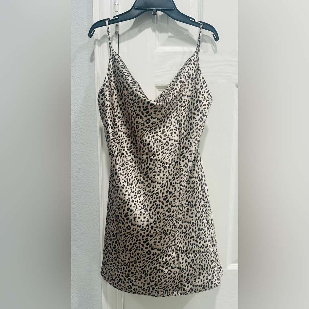 Princess Polly, Leopard Print Satin Cowl Neck Dress, Betta Vanore, 4